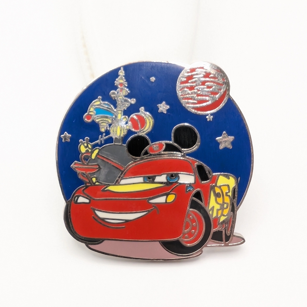 Disney Cars Red Blue Lightning McQueen Astro Orbiter Trading Pin